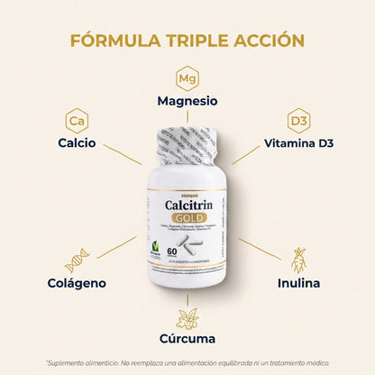 Calcitrin Gold™ — Cápsulas de Calcio y Colágeno para la Salud Ósea y Articular