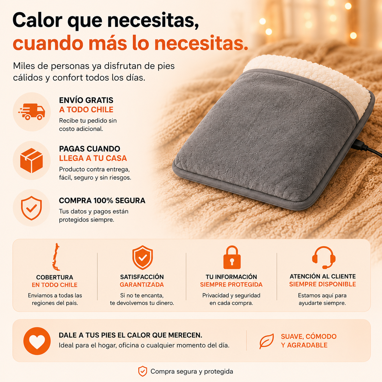 Calienta Pies Eléctrico USB de Felpa - Aura Daily