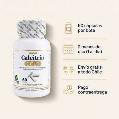 Calcitrin Gold™ — Cápsulas de Calcio y Colágeno para la Salud Ósea y Articular
