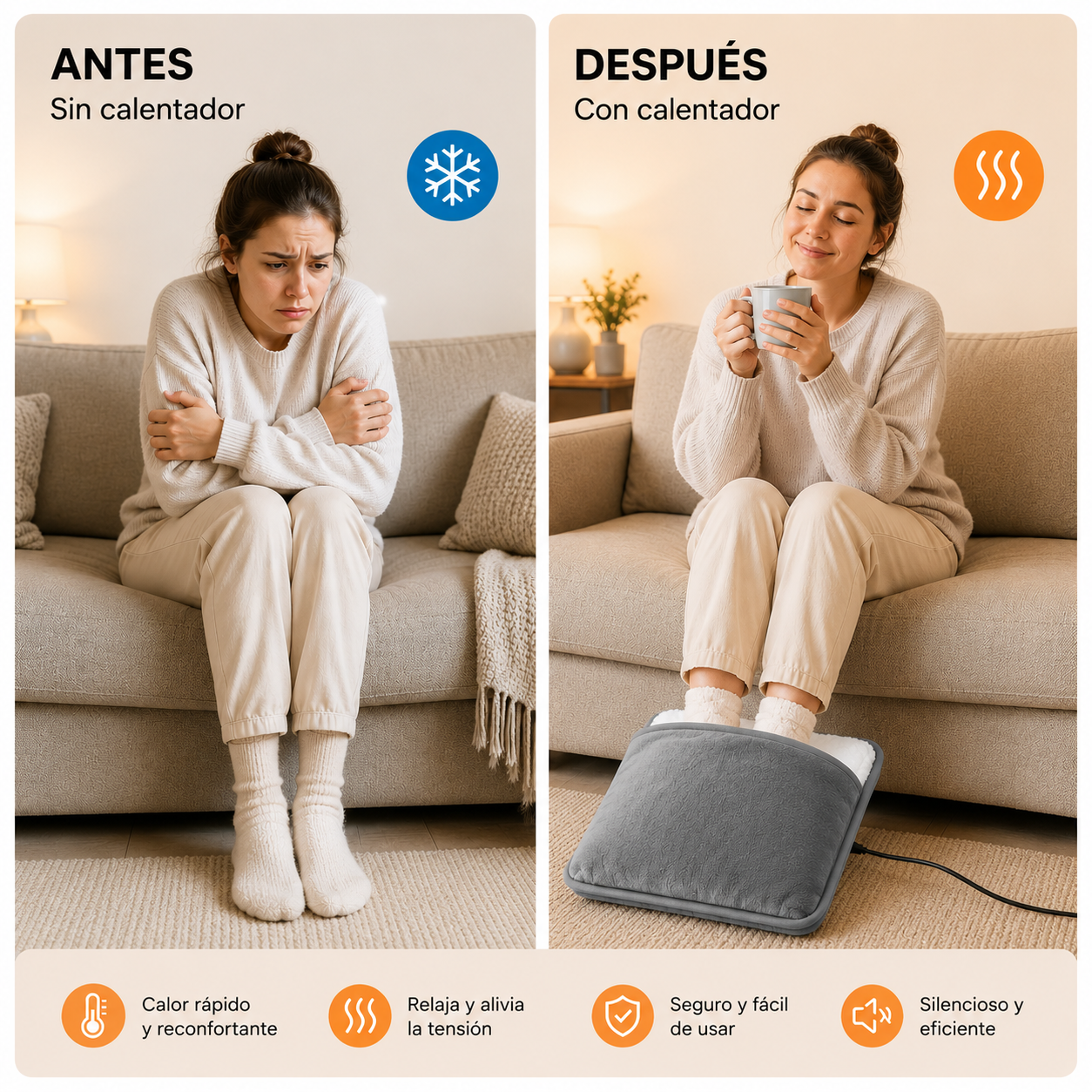 Calienta Pies Eléctrico USB de Felpa - Aura Daily