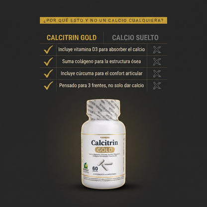 Calcitrin Gold™ — Cápsulas de Calcio y Colágeno para la Salud Ósea y Articular
