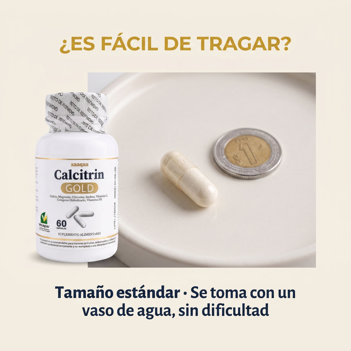 Calcitrin Gold™ — Cápsulas de Calcio y Colágeno para la Salud Ósea y Articular