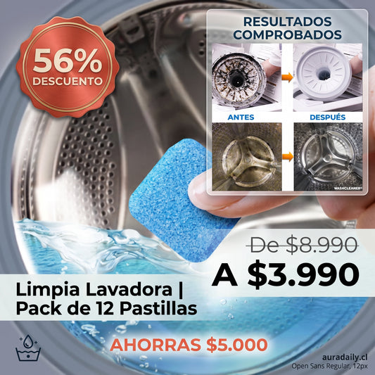Pack de 12 Pastillas Limpia Lavadora