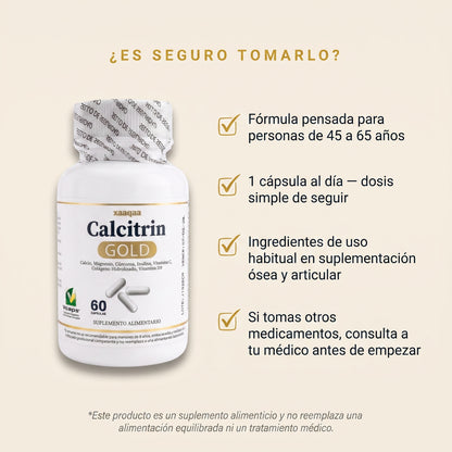 Calcitrin Gold™ — Cápsulas de Calcio y Colágeno para la Salud Ósea y Articular